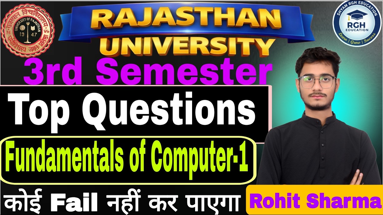 Fundamentals of Computer-1 Top Questions 🔥 | Rajasthan University 3rd Semester | RU Exam Preparation