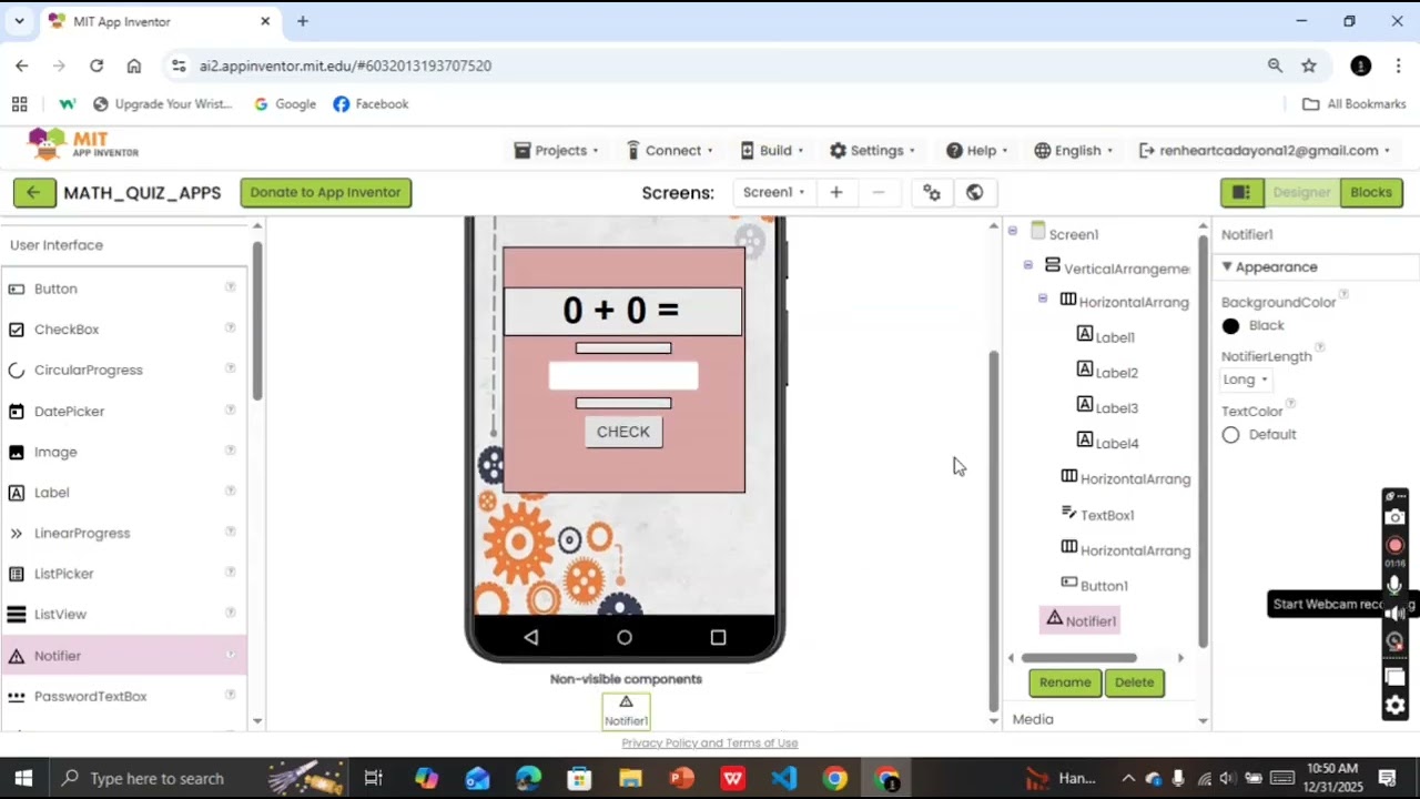 CREATING MATH QUIZ APPLICATION USING MIT APP INVENTOR