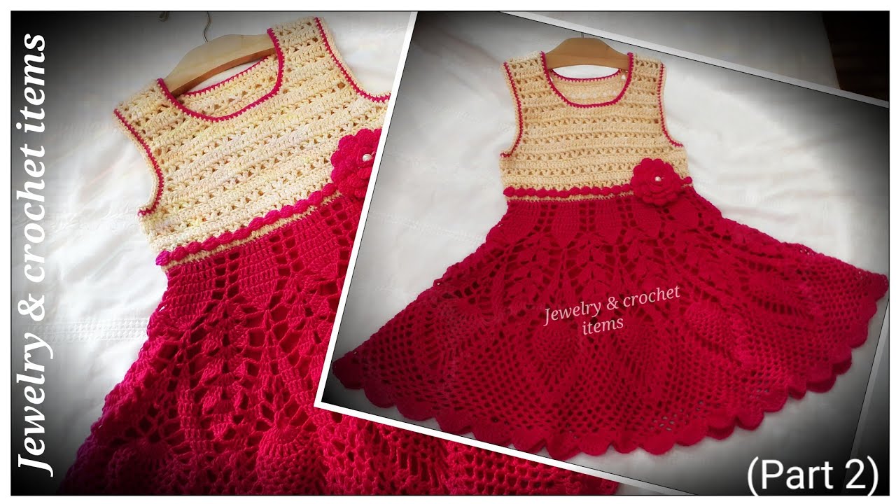 Crochet Lacy Dress For Girl size 3-4 Year (part 2)