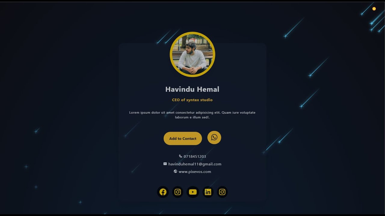 Animated Light/Dark Mode Profile Card UI Design Using HTML & CSS | CSS Card Hover Effects