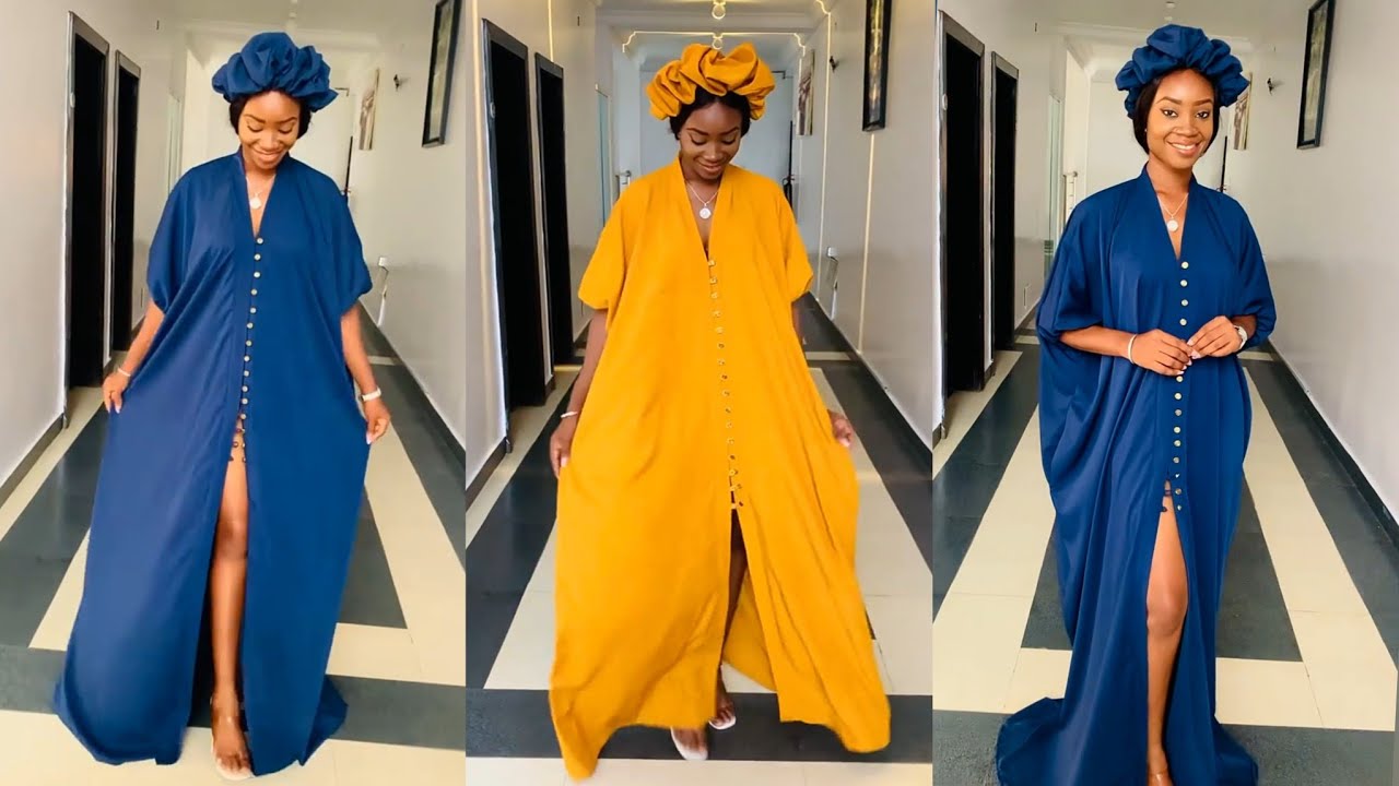 How to make a KIMONO BUBU DRESS with COLLAR and BUTTON LOOP Design