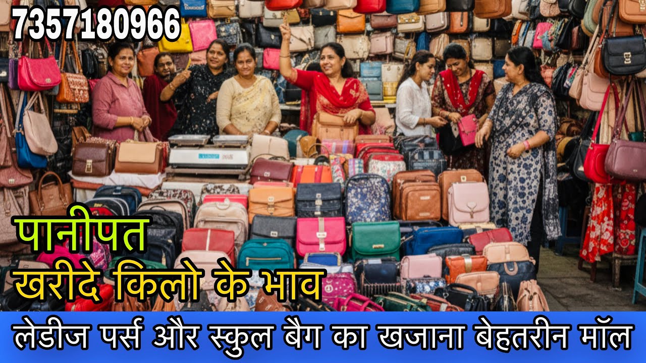 बैग का खजाना! 🎒 लेडीज पर्स किलो के भाव बैग लूट लो - Panipat Export Surplus Market 