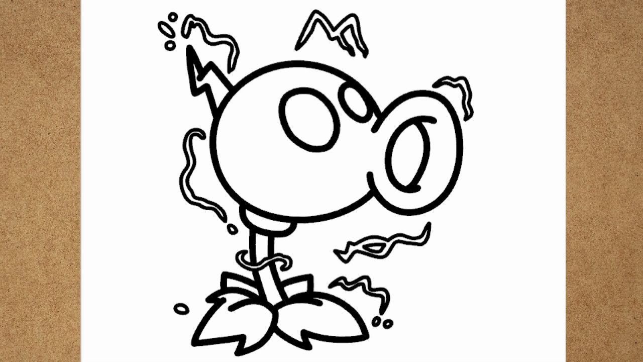 Como dibujar a lanzaguisantes eléctrico Plants vs Zombies 2 pvz paso a paso