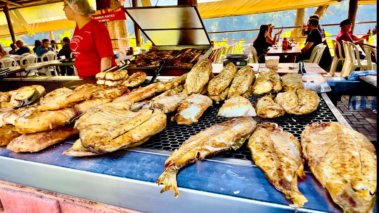 CHURRASCO DE PEIXE, ALMOÇANDO NA BEIRA DO RIO