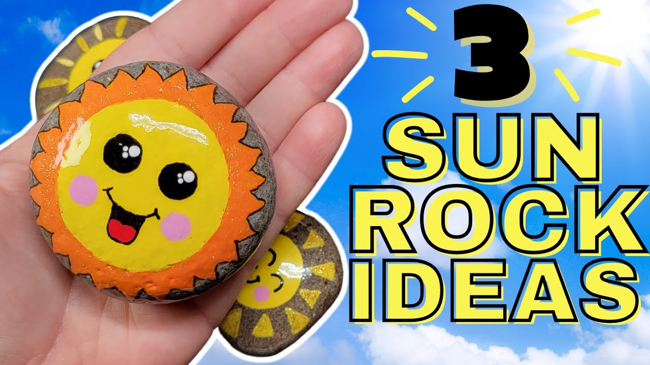 3 EASY Sun Rock Painting Ideas 🌞