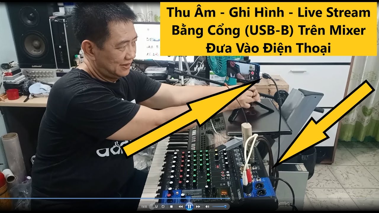 Thu Âm - Ghi Hình - Live Stream - Bằng Cổng (USB-B) Trên Mixer - Đưa Vào Điện Thoại