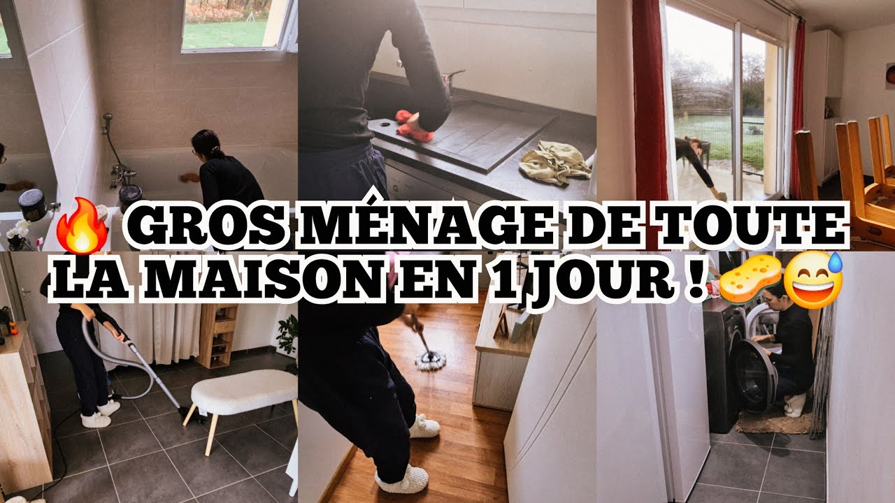 💥 Je Nettoie Toute Ma Maison en UNE JOURN&Eacute;E ! GROS M&Eacute;NAGE du Sol au Plafond 🧽💦