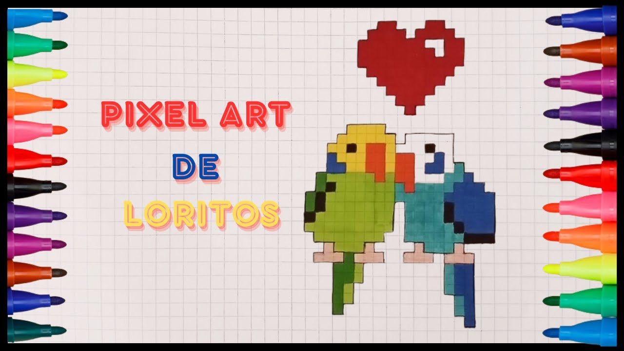 🦜Como dibujar LORITOS en PIXEL ART Tutorial paso a paso-How to draw PARROTS in PIXEL ART