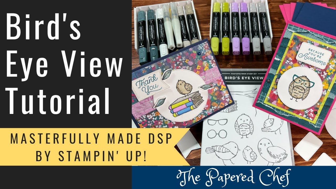 Bird’s Eye View & Masterfully Made Cards by Stampin’ Up! - Card on Blue - July Card Club