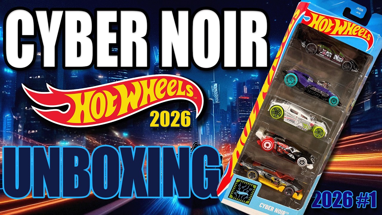 Распаковка набора Hot Wheels CYBER NOIR 2026 года, состоящего из 5 машинок!
