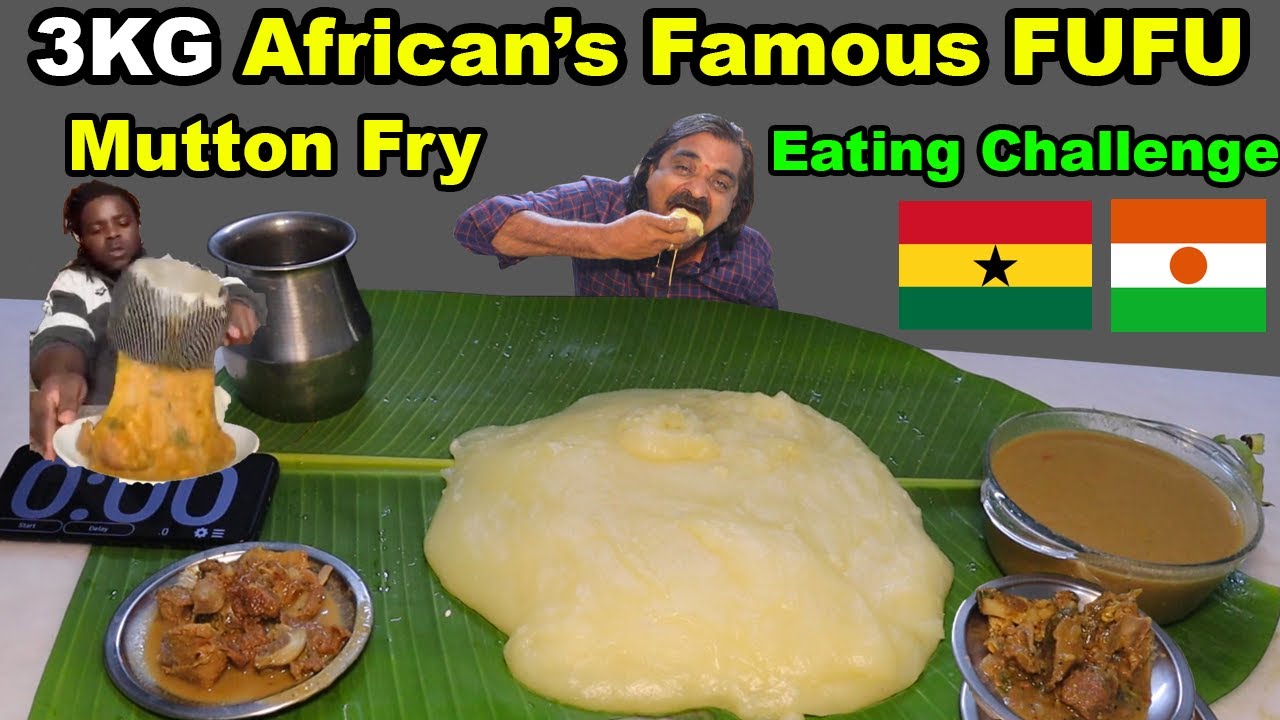 3KG African's🇬🇭🇳🇪 Famous FUFU with Mutton Curry🔥 Eating Challenge |