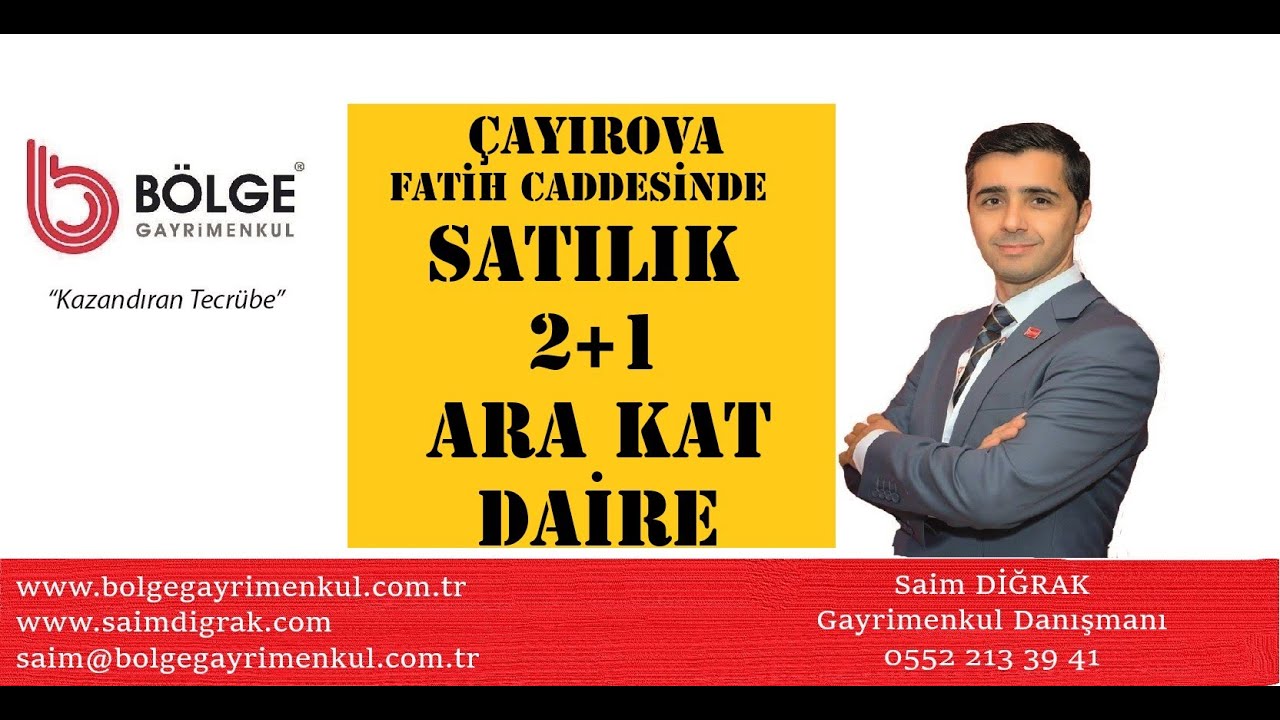ÇAYIROVA FATİH CADDESİNDE 2+1  SATILIK ARA KAT DAİRE