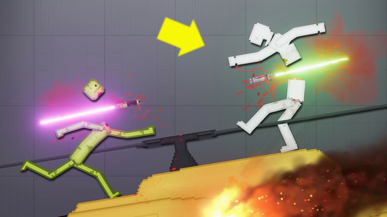 People Playground vs Melon Playground with Lightsaber on High Tower
