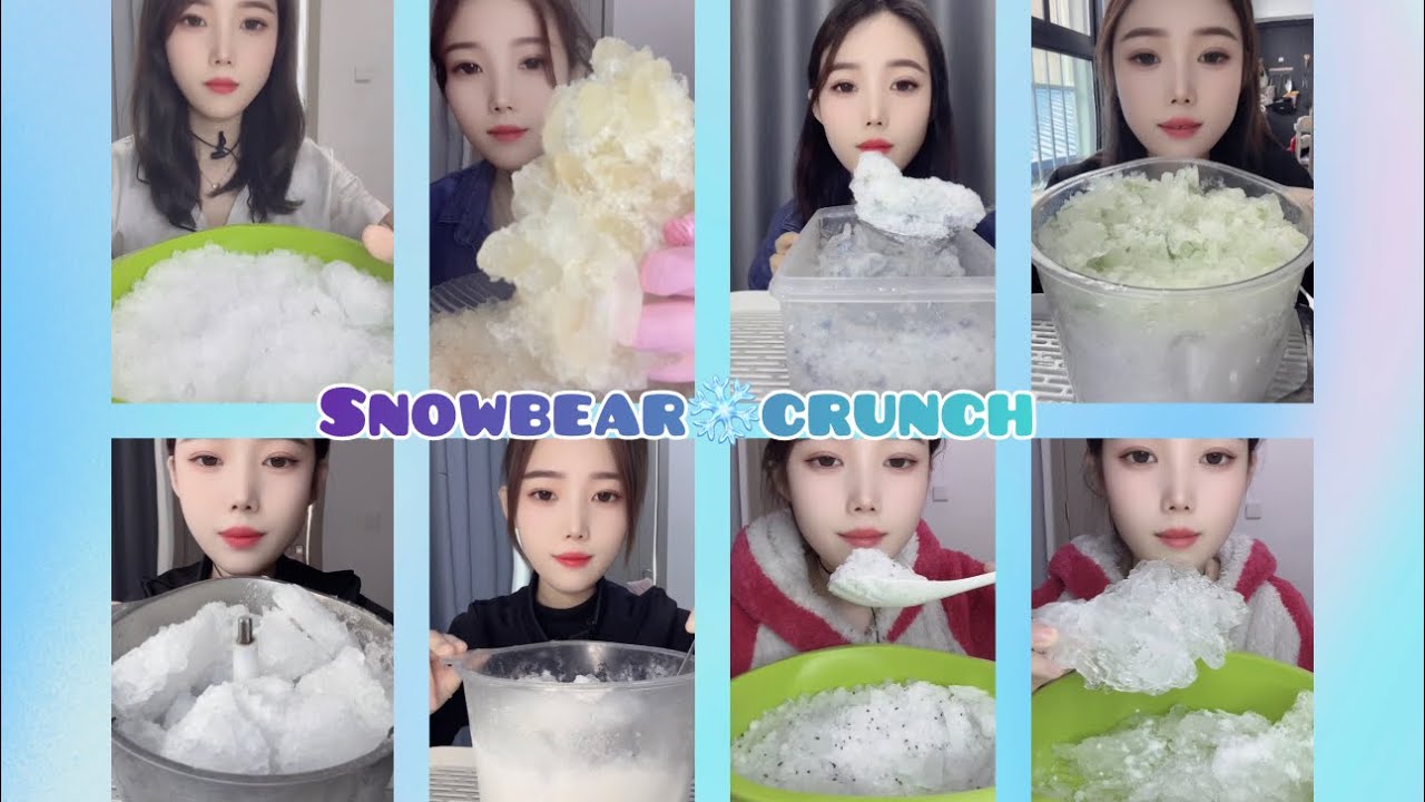 WHITE ICE | CRUSHED ICE | BLENDED ICE | REFROZEN ICE | ICE EATING ASMR | SATISFYING CRUNCHES❄️🧊🤍💛💚