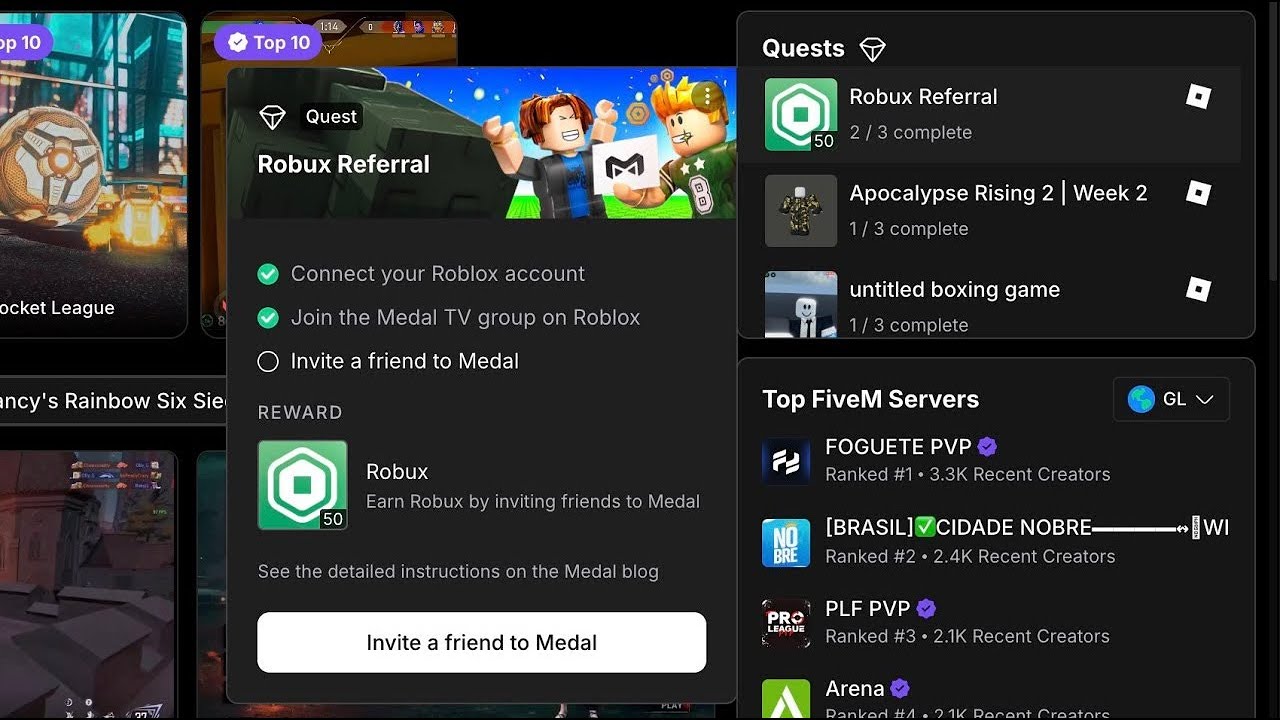 Robux Referral Quest on Medal