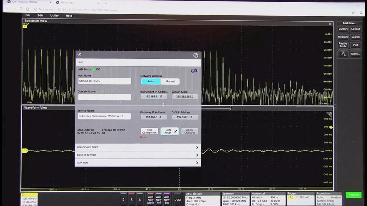 How to Control a Tektronix Oscilloscope Over a LAN