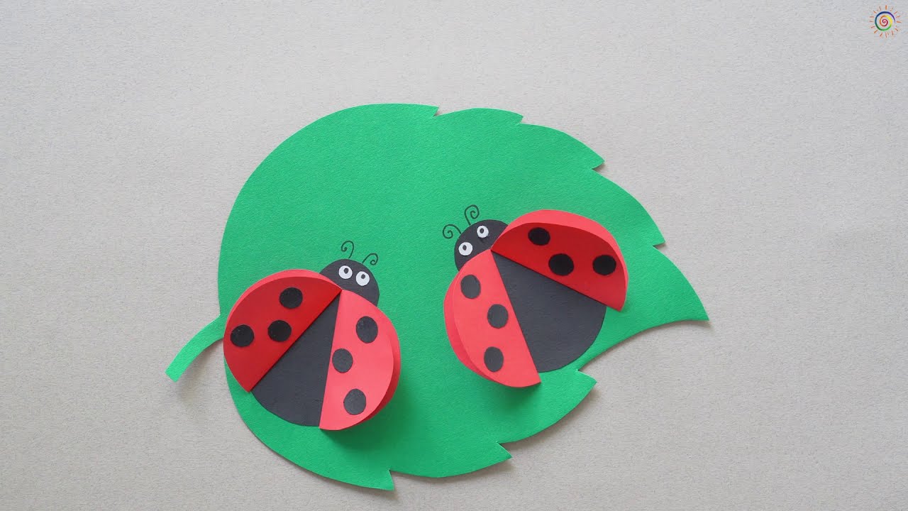 La coccinelle -le papier collage avec la chanson pour les enfants How to make a ladybug out of paper