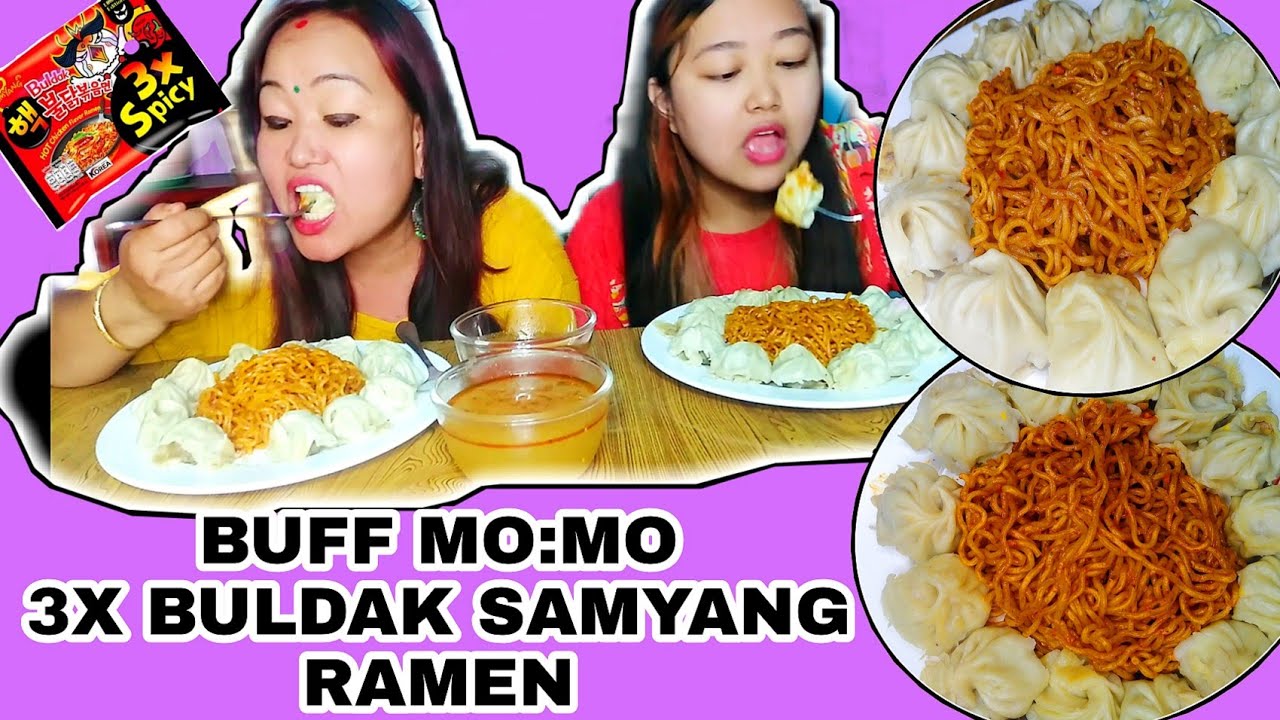 BUFF MO:MO, 3X BULDAK SAMYANG RAMEN | MUMMY'S WISH (NEPALI MUKBANG)