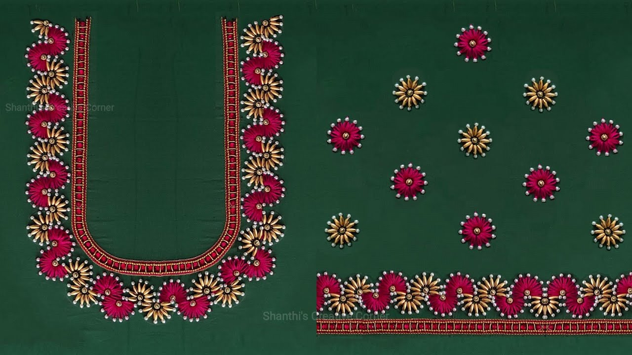 Beautiful Aari Work Using Normal Needle | Maggam Work Using Normal Needle on Stitched Blouse Design