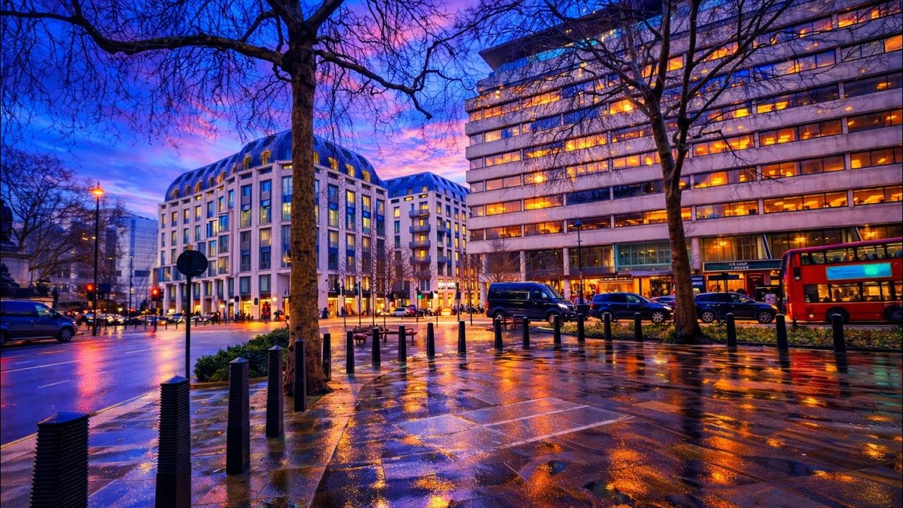 BUSY NIGHT IN LONDON BUSINESS DISTRICT- LIVERPOOL STREET | LONDON CITY WALK- 4K CITY AMBIENCE 