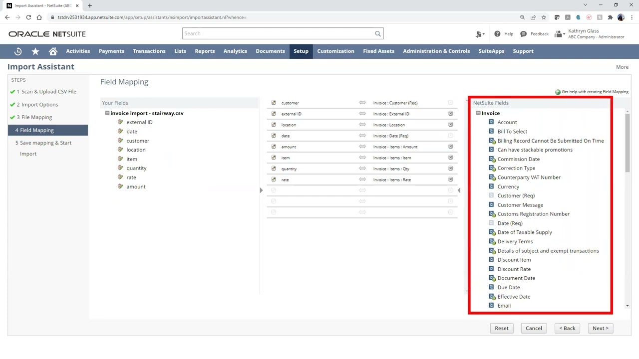 CSV import recording