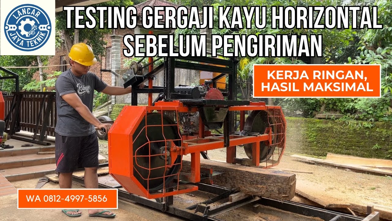 CUKUP SATU ORANG !! Gergaji Kayu Jati Besar Dengan Bandsaw Horizontal Canggih