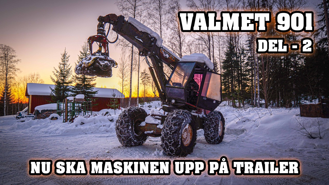 John på maskinuppdrag i Falun🔧| Valmet 901 skördare | Nu ska maskinen upp på trailer | Del - 2