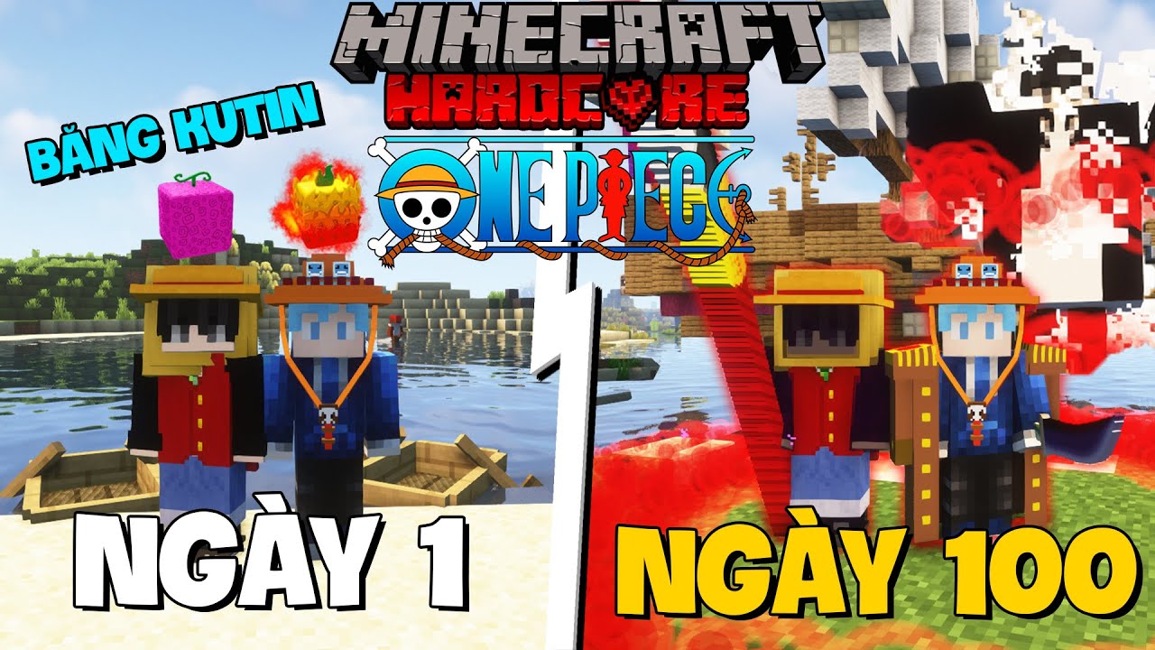 TINNT SINH TỒN 100 NGÀY TRONG MINECRAFT ONE PIECE CÙNG VỚI BĂNG HẢI TẶC BẤT ỔN KUTIN !!