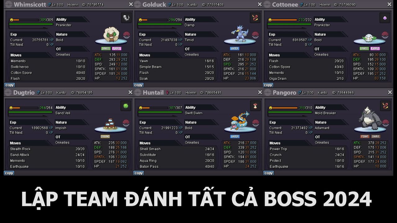 Lập Đội Hình Đánh Tất Cả Boss Team all Bosses - Cầy Zombie  - Pokemon Revolution Online