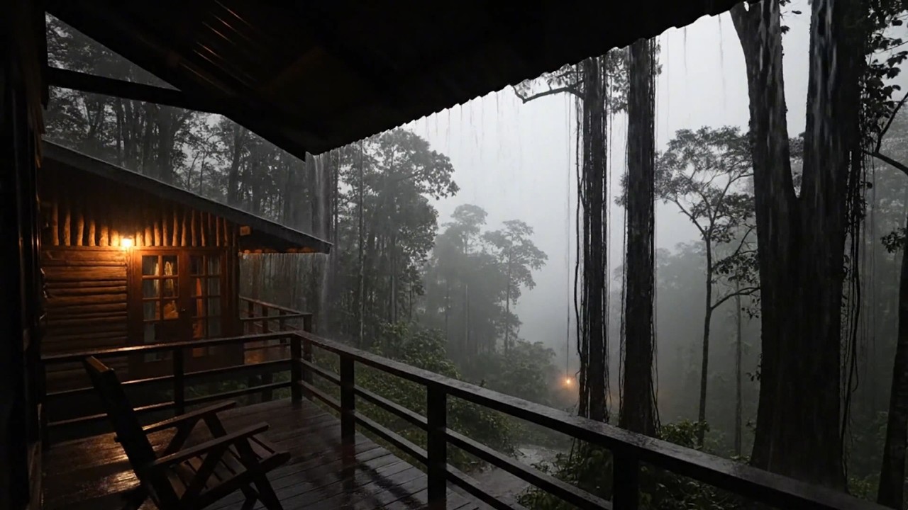 This Rainy Jungle Cabin Will Knock You Out 🌧️  Cozy Night Ambience for Deep Sleep