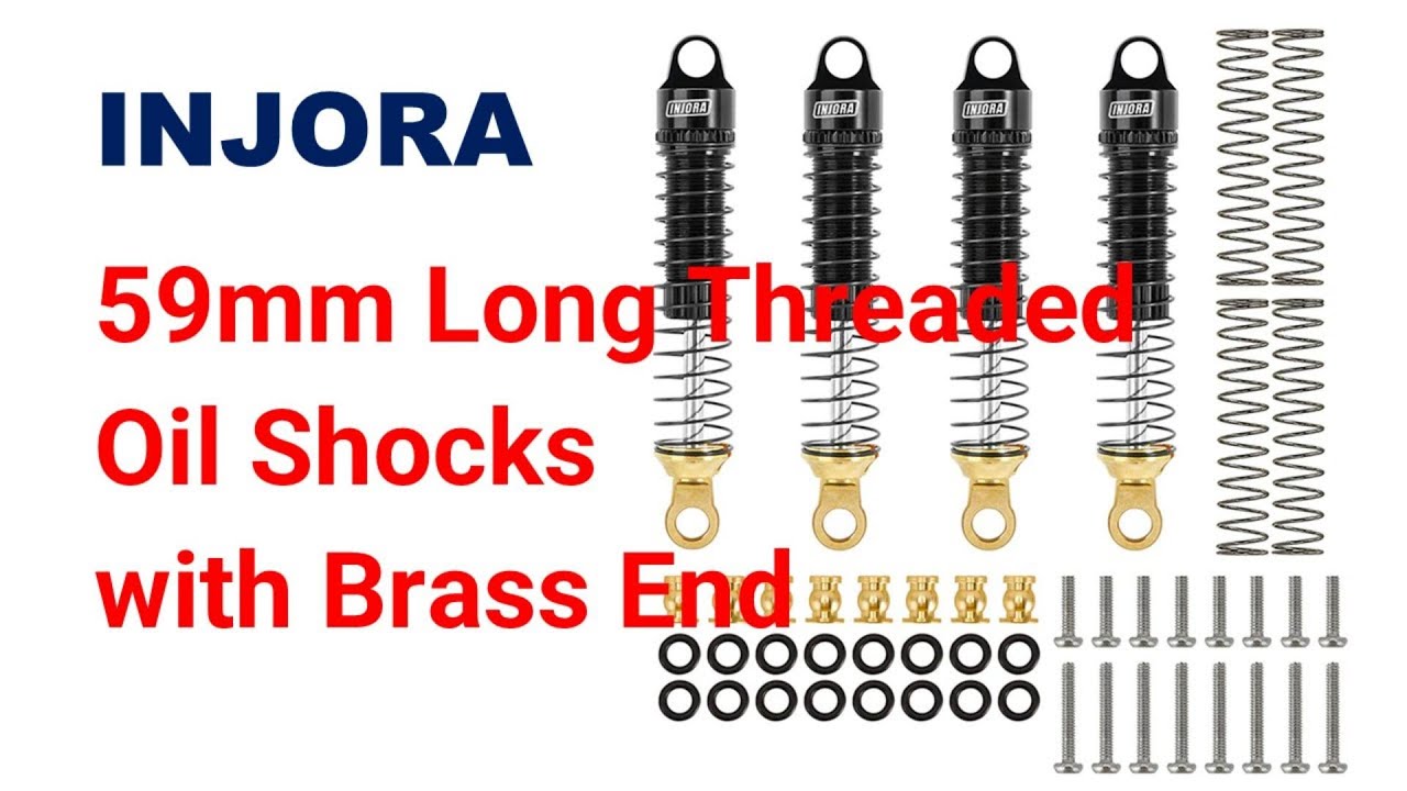INJORA 59mm Long Threaded Oil Shocks with Brass End