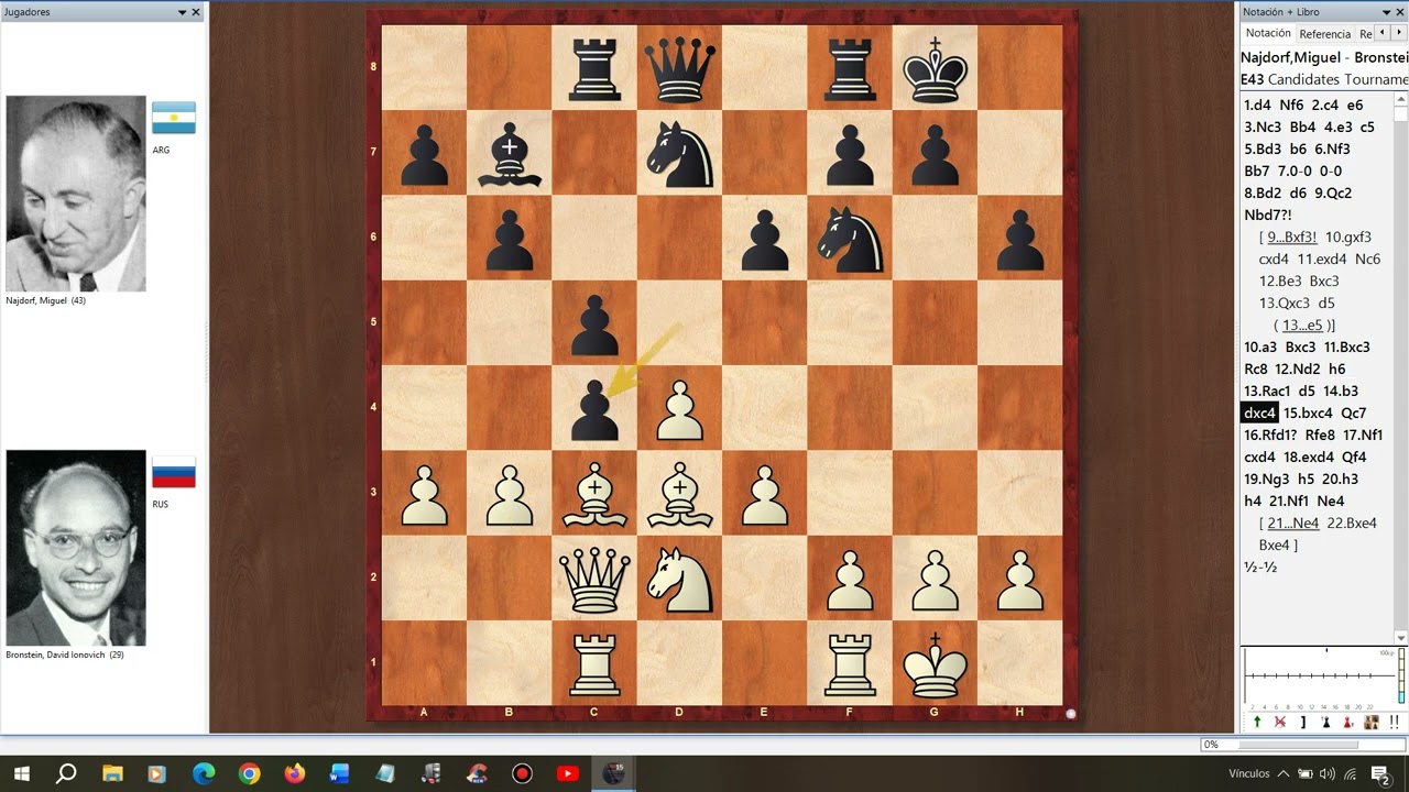 NAJDORF - BRONSTEIN. TORNEO DE CANDIDATOS; ZÙRICH 1953. RONDA 17. DEFENSA NIMZOINDIA.