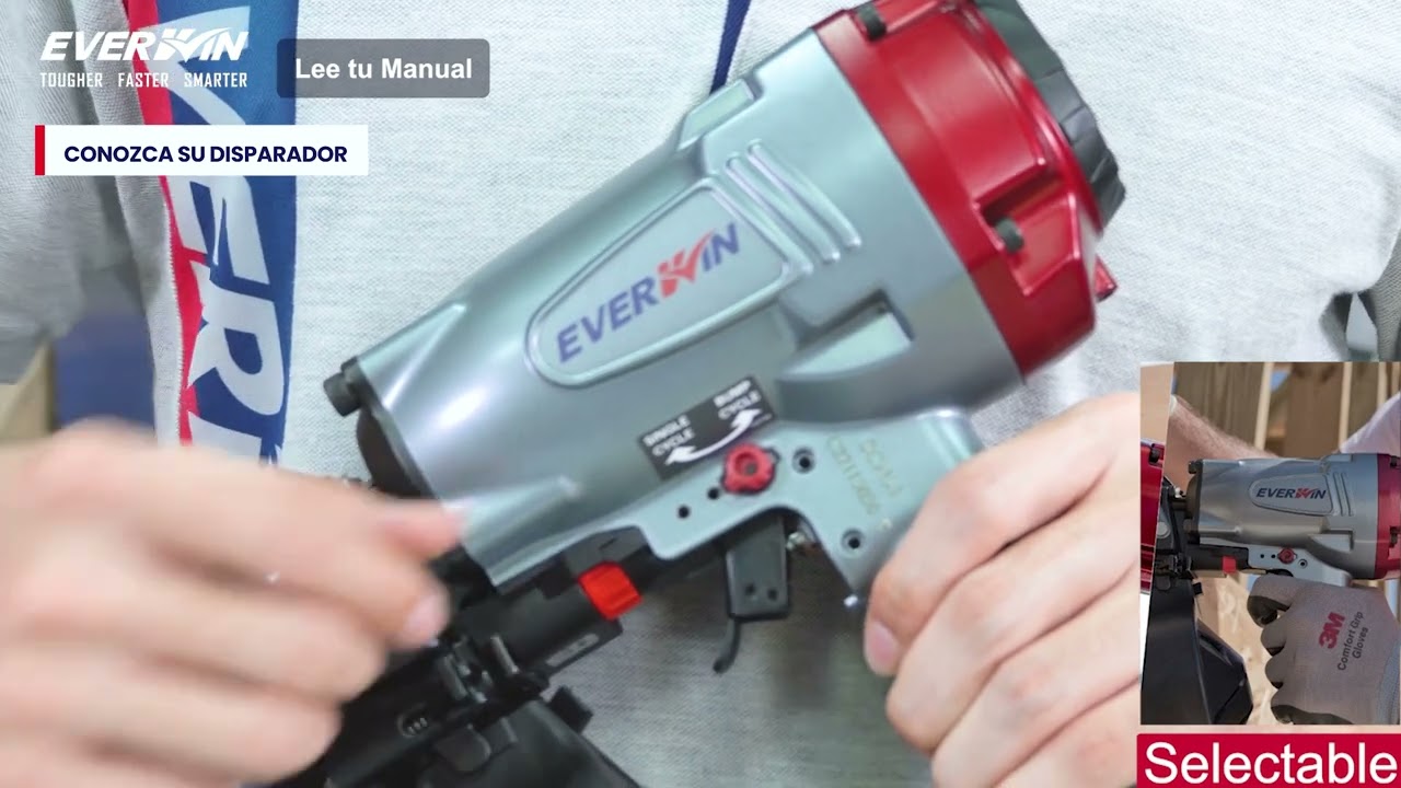 Guía de Seguridad en Español para Clavadoras y Grapadoras Neumáticas de EVERWIN.