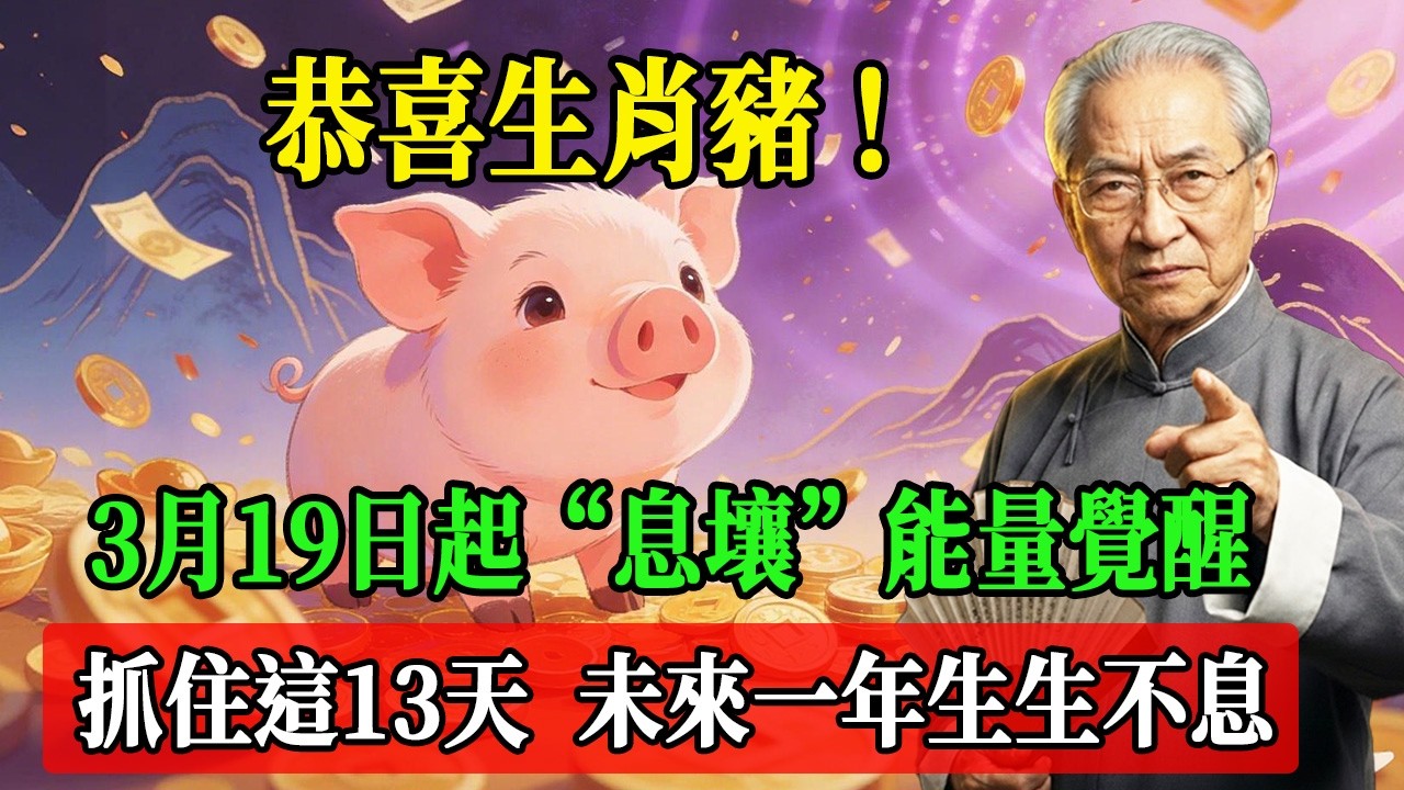 恭喜生肖豬！3月19日起“息壤”能量覺醒，抓住這13天，未來一年生生不息！#南懷瑾  #國學 #易經 #開運 #招財#風水 #2026運勢#屬相 #生肖運勢#生肖命理