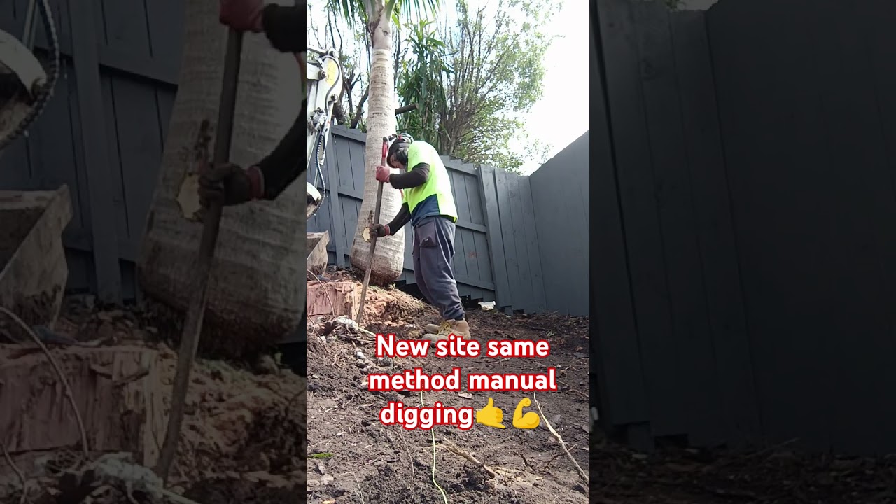 manual digging for retaining wall post🔨