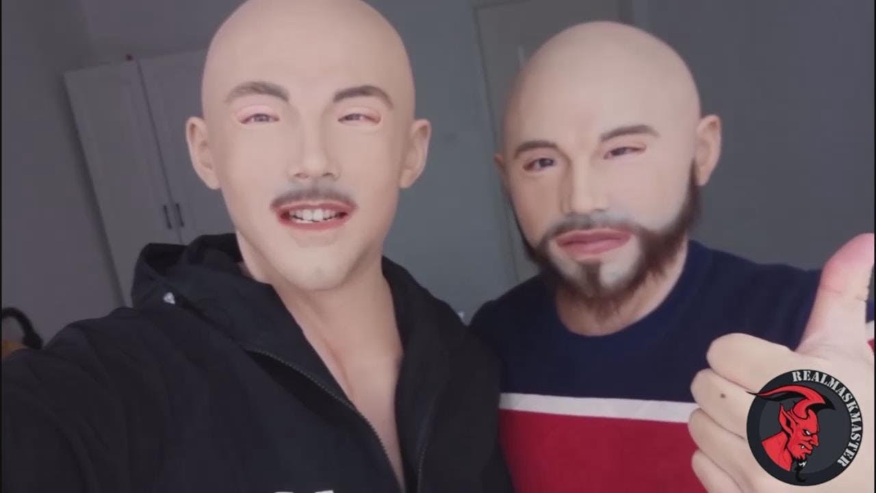 Male silicone mask：Two brothers wearing masks together.