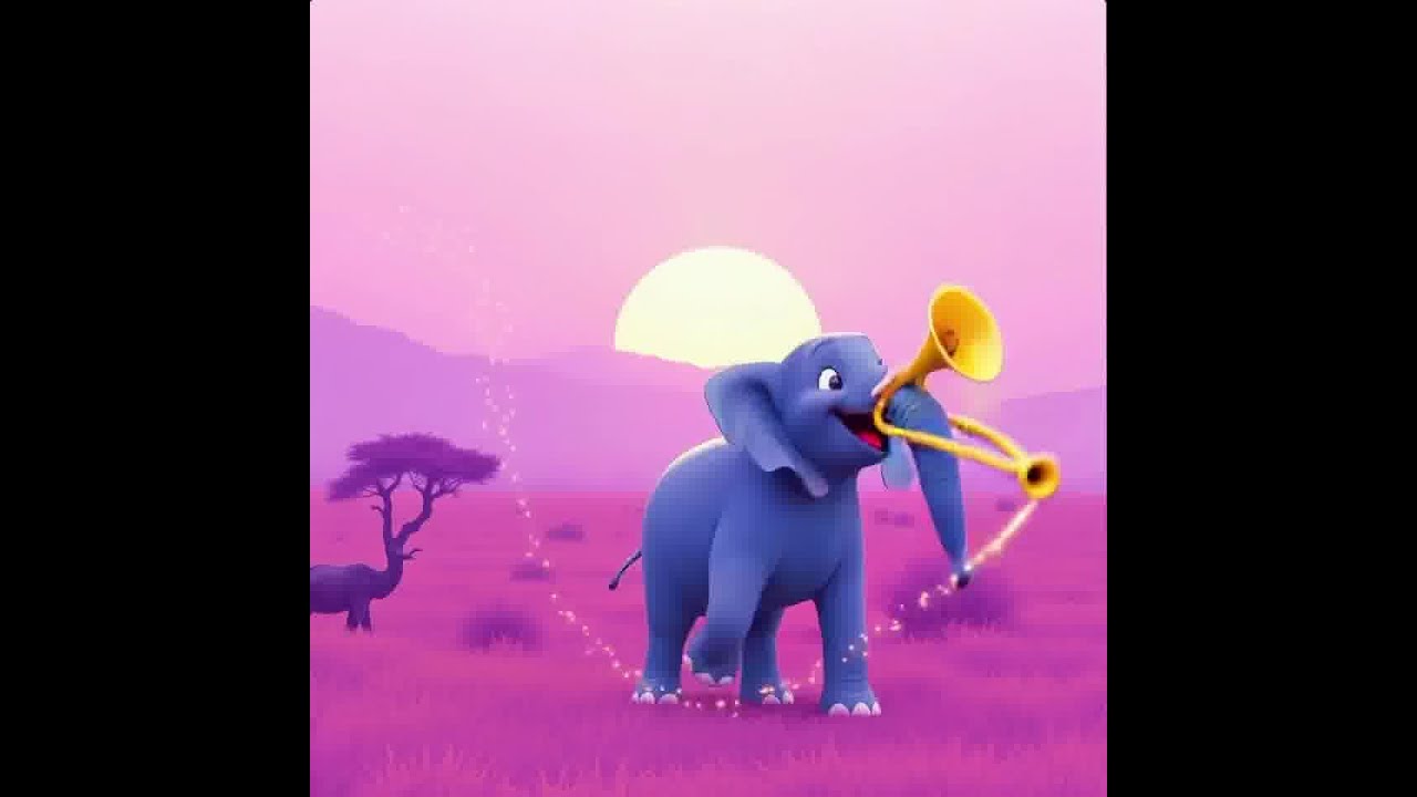 Elephant Playing Trombone in Swahili Land at Dawn