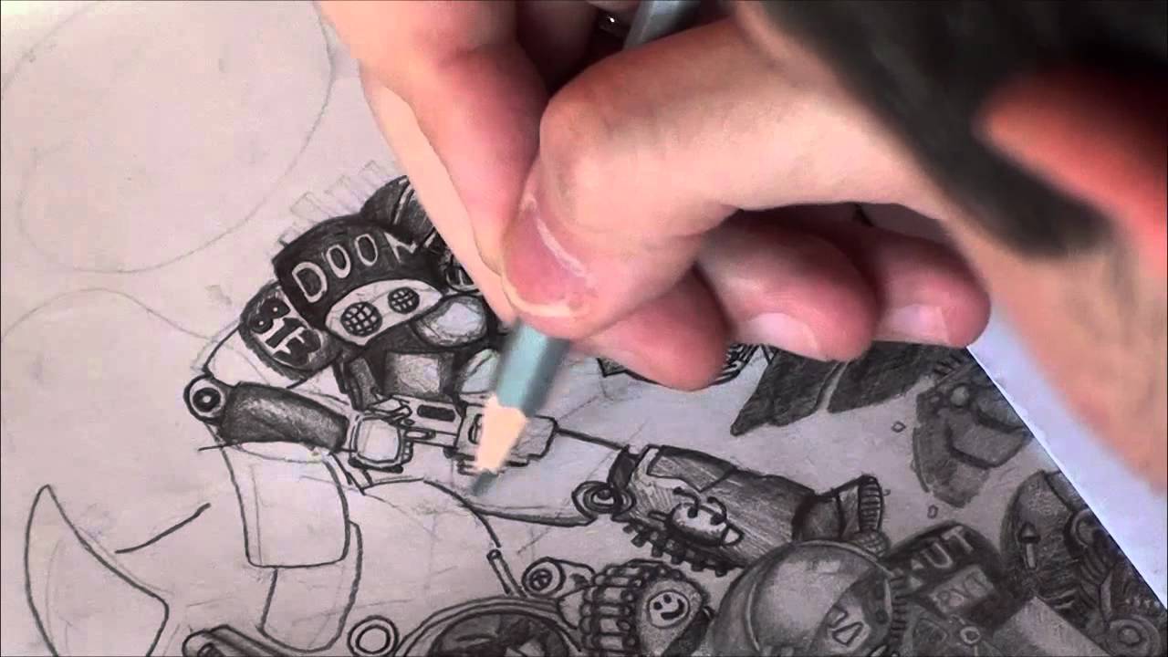 BazgRojki #3 - kurs rysowania - Batalistyka (Warhammer + StarCraft + Fallout) część pierwsza!