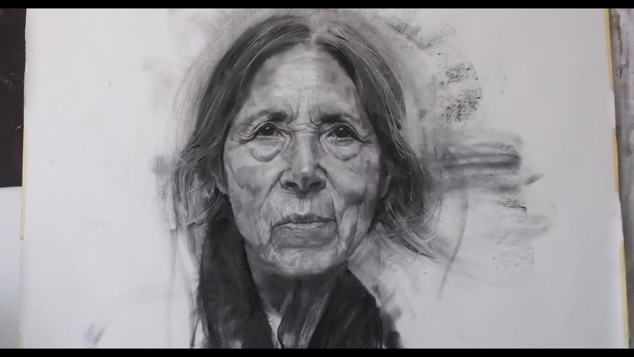 Cómo dibujar un retrato expresivo y suelto a carboncillo de gran formato.