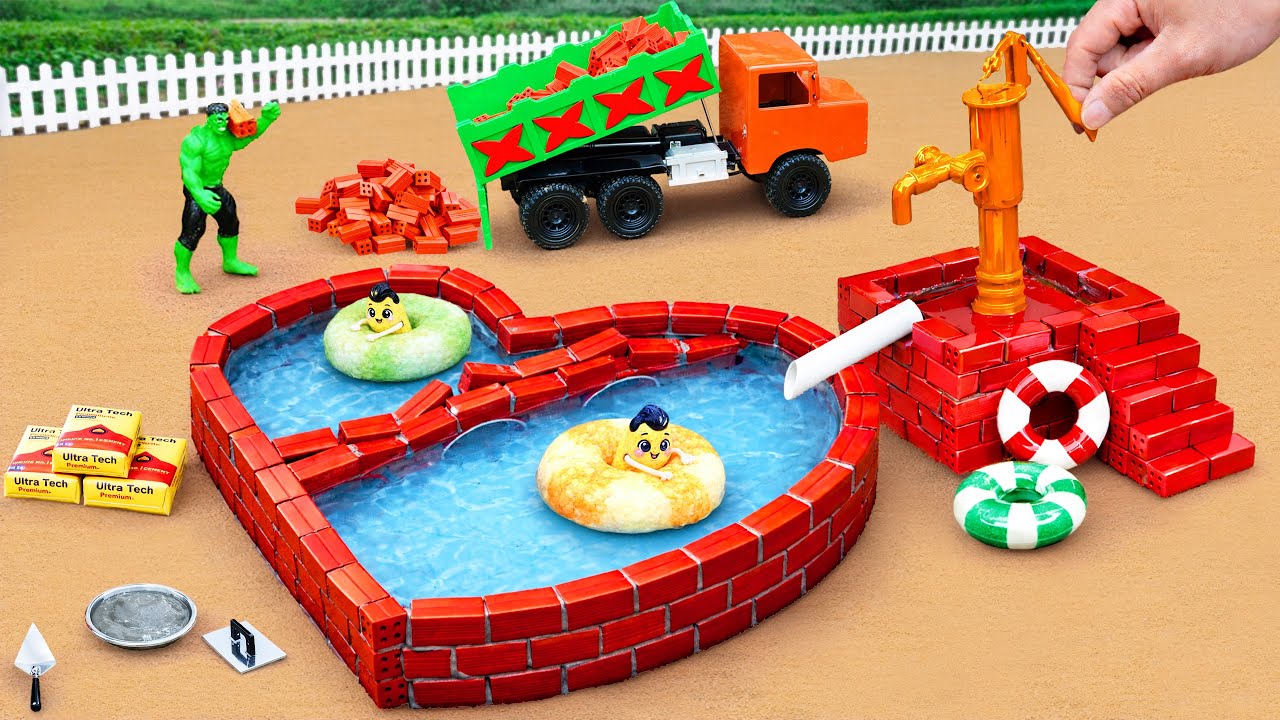 DIY Science Project Mini Water Well - Building a Strong Pool Tank and Mini Hand Pump With Bricks
