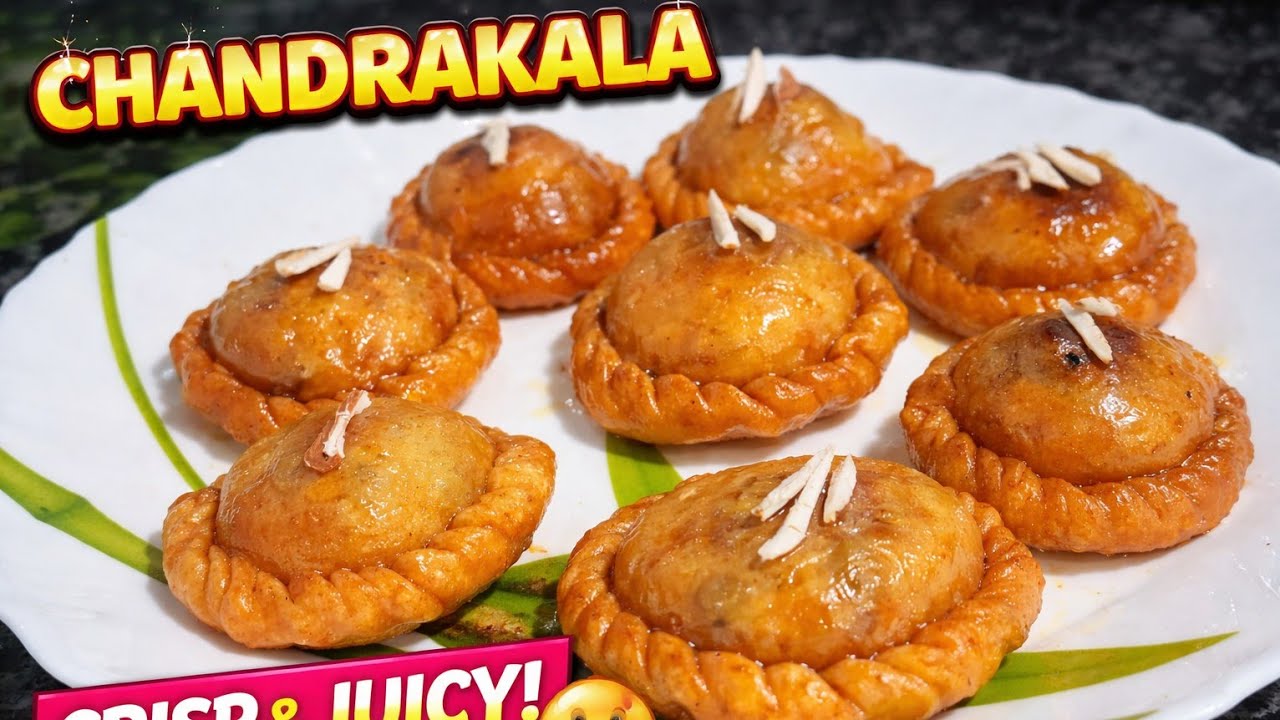 हलवाई स्टाइल चंद्रकला मिठाई रेसिपी बाहर से क्रिस्पी, अंदर से रसीली | Chandrakala recipe 