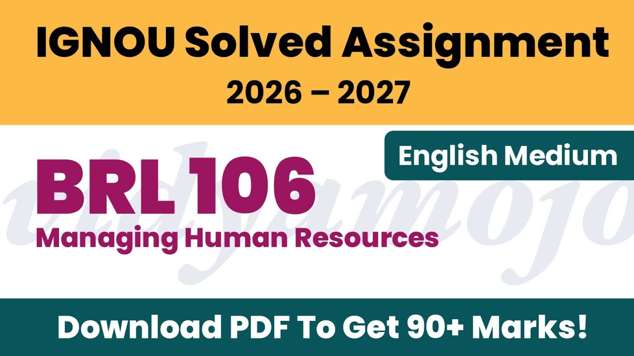IGNOU BRL 106 Solved Assignment 2026-27 English Medium PDF Download | IGNOU BBA