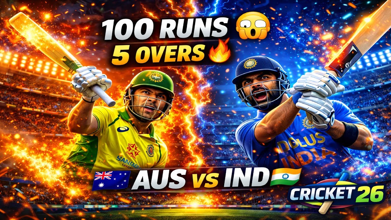 AUSTRALIA 🇦🇺 VS INDIA 🇮🇳 | 100 RUNS IN 5 OVERS 😱🔥 | CRICKET 26 GAMEPLAY