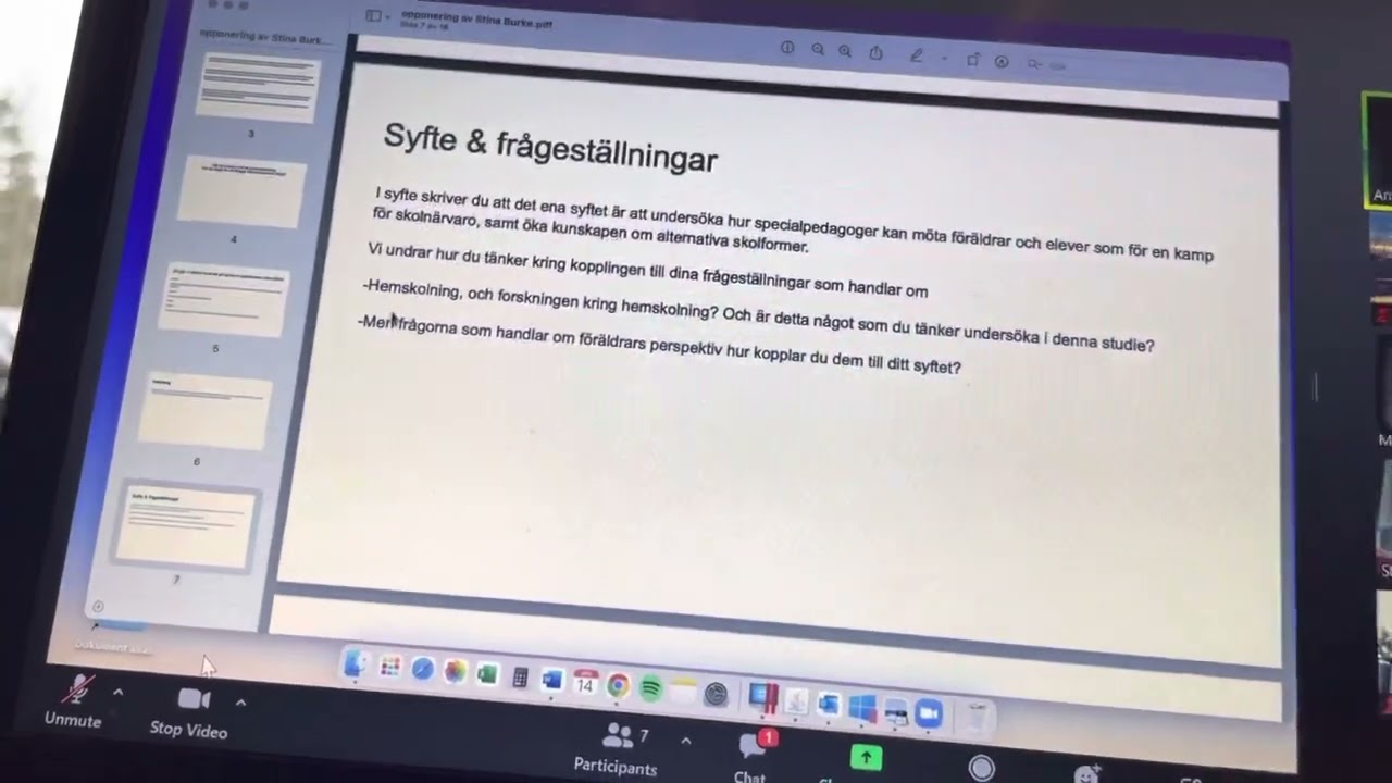 Opponeringen för Stina