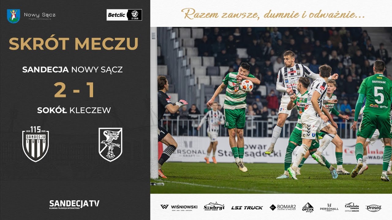 Sandecja Nowy Sącz - Sokół Kleczew 2:1 (0:1) | skrót meczu | 07.11.2025