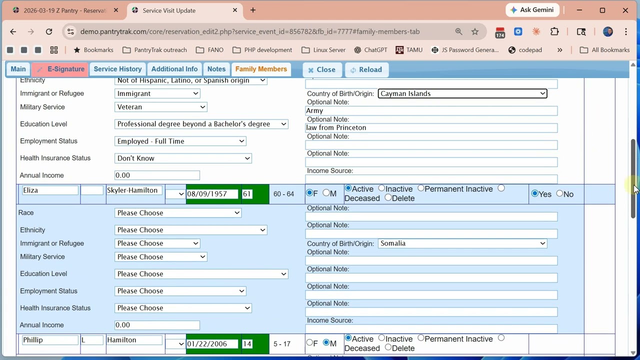 FreshTrak:Service - Volunteer login and serving a customer.