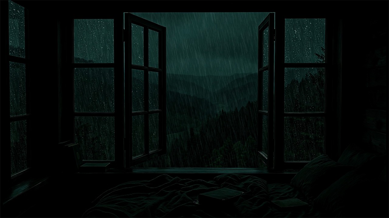 Peaceful Rain in Outside the Bedroom Window | Warm Quiet Night and Relax for Sleeping