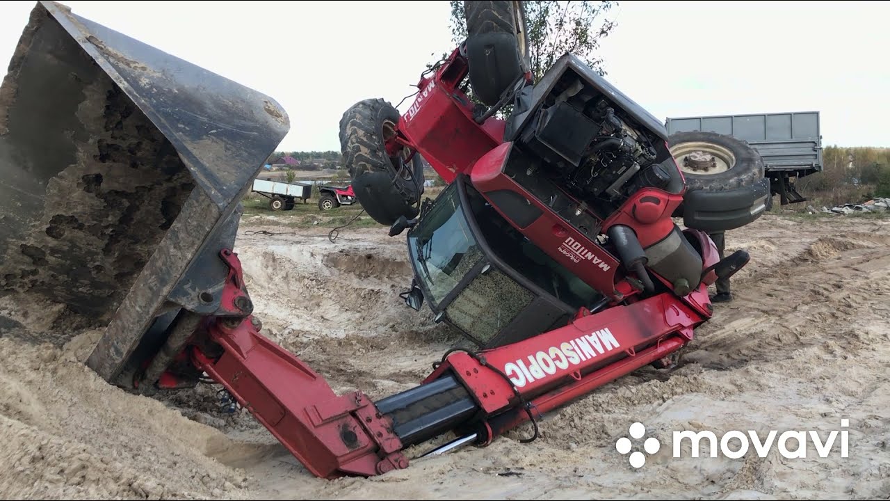 Тракторист в ШОКЕ!!!Перевернули трактора MANITOU.Спасают два МТЗ.Техника в руках дурака кусок метала