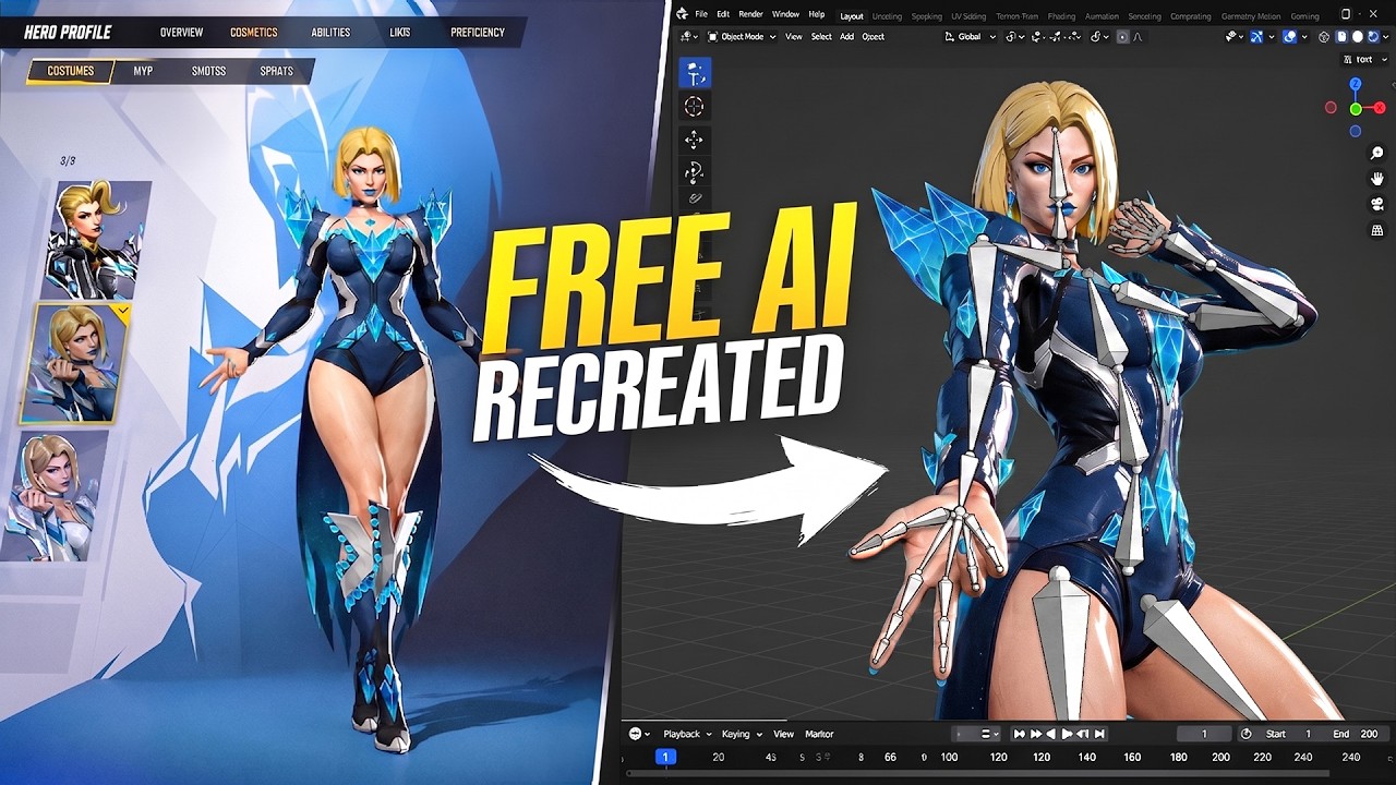 I Recreated a Marvel Rivals 3D Character Using Only FREE AI