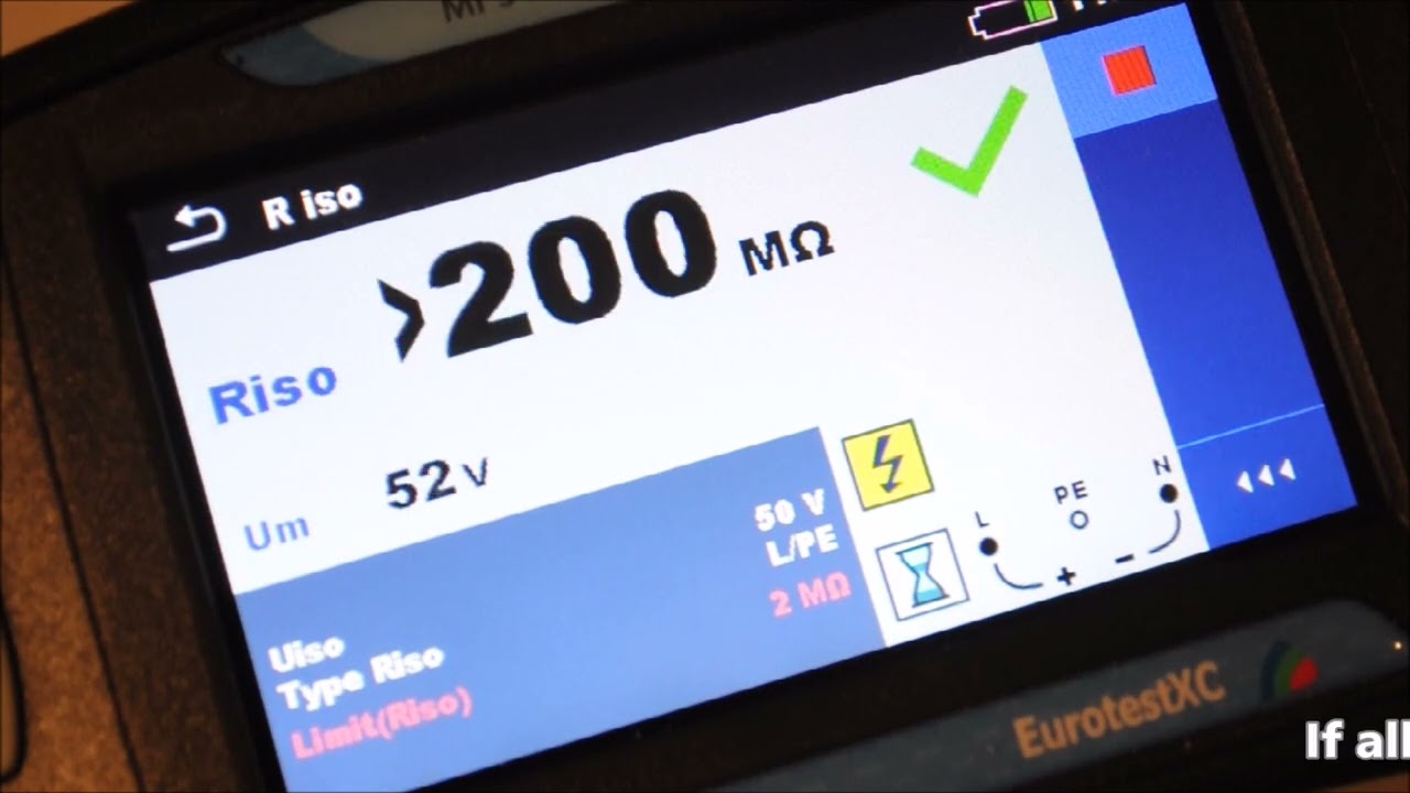 Insulation resistance Riso testing with Metrel